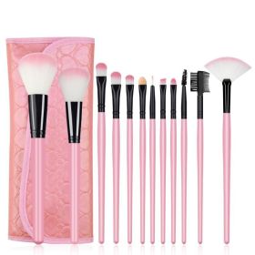 12pcs Pro Makeup Brushes Face Powder Eyebrows Eyeliners Lip Pencil Brush Bag